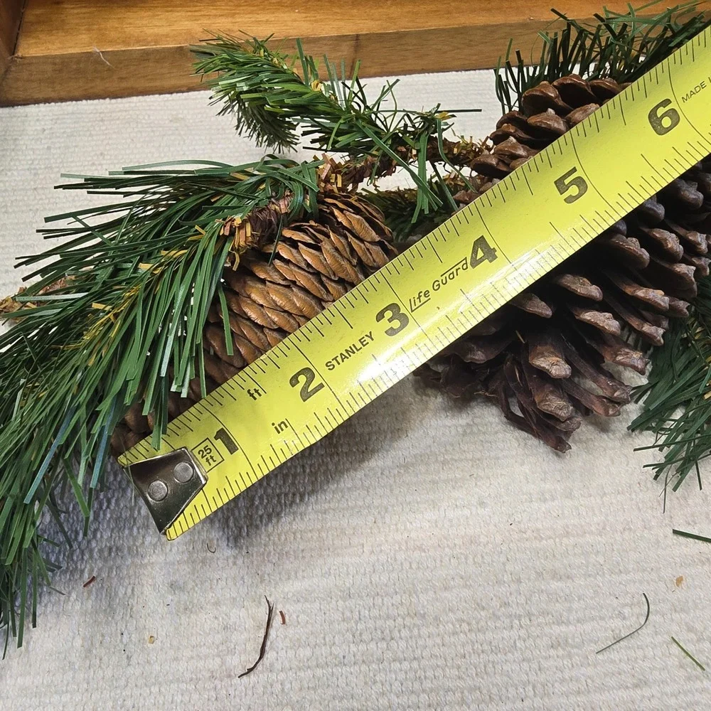 Rustic Artificial Pine Needle Garland with Large Pine Cones 19 Inch Green Brown